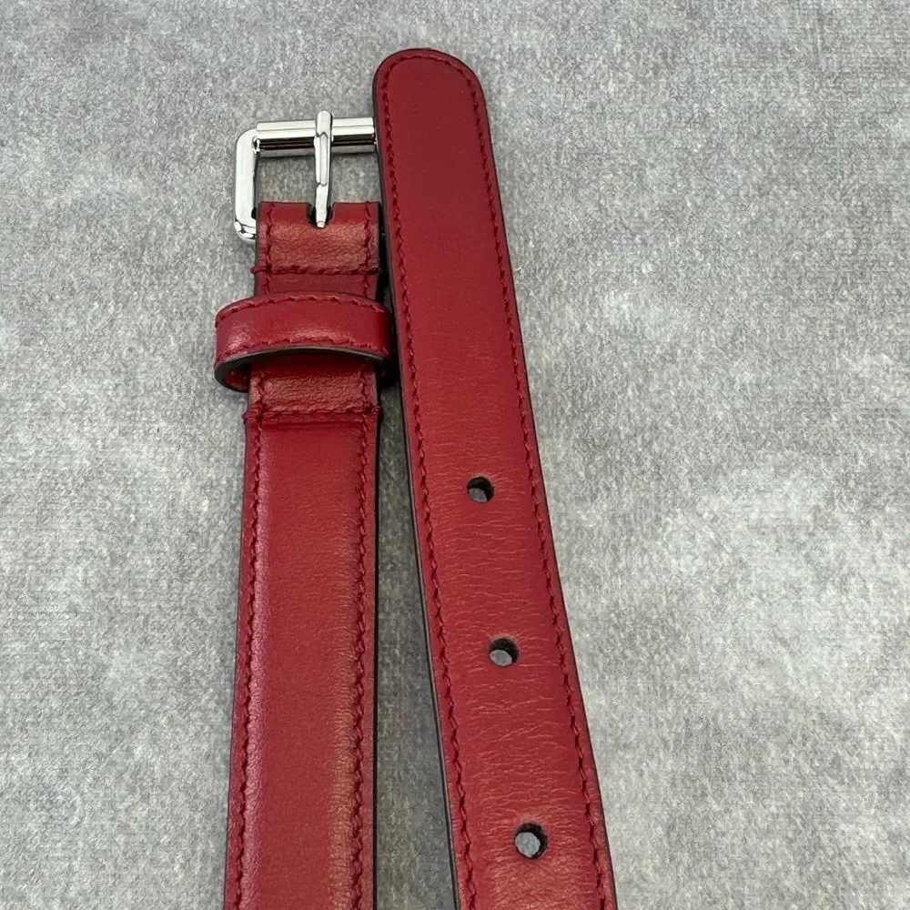 Gucci Red Leather Belt Interlocking Gold Buckle 636902 75/30